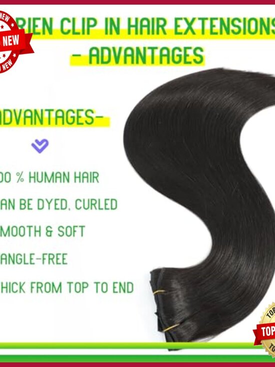 20 Inch Clip-In Human Hair Extensions 105g 8pc Set Double Weft main image 3